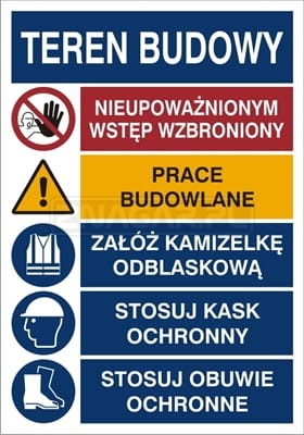 TEREN BUDOWY tablica porządkowa plexi 70x100 cm
