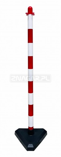 Stojak plastikowy biało-czerwony do łańcucha na podstawie betonowej 110cm