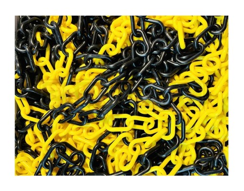 Łańcuch plastikowy żółto-czarny 6 mm - 25mb