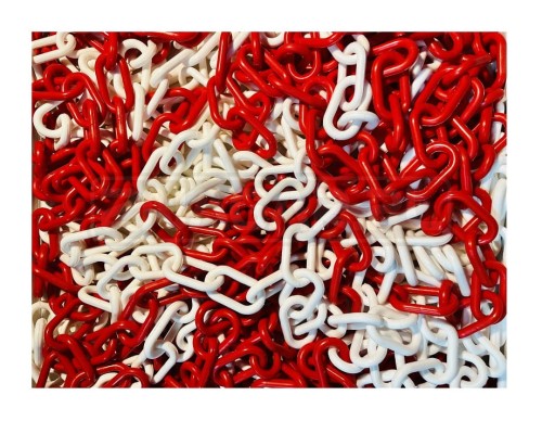 Łańcuch plastikowy biało-czerwony 6 mm - 30 mb na szpuli