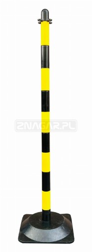 Stojak plastikowy żółto-czarny 110 cm do łańcucha na podstawie gumowej