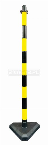 Stojak plastikowy żółto-czarny do łańcucha na podstawie betonowej 110cm