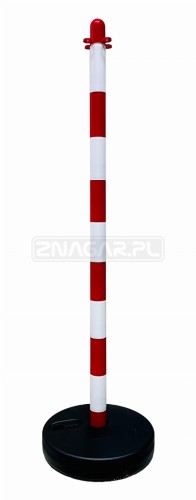 Stojak plastikowy biało-czerwony do łańcucha na podstawie okrągłej 110cm