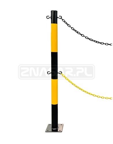 U-12b - słupek łańcuchowy, na podstawie, czarno-żółty - 110cm, śr.60,3mm