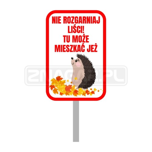 Tabliczka trawnikowa JEŻE w LIŚCIACH