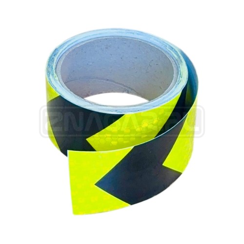 Taśma odblaskowa kierunkowa neon żółto-czarna 50mm/ 5mb