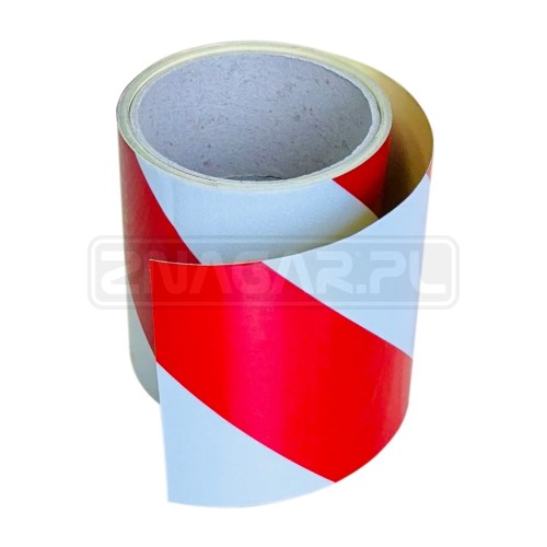 Taśma odblaskowa biało-czerwona 100mm/ 5mb