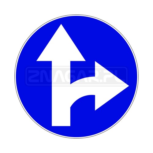 Znak C-6 Nakaz jazdy prosto lub w prawo - 900 mm, I gen.