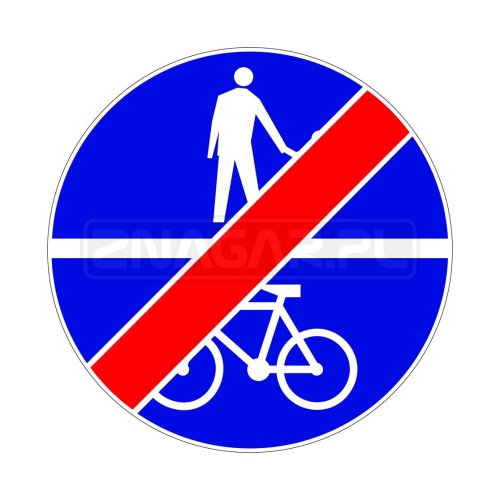 Znak C-13a/16a Koniec drogi dla pieszych i rowerów, podział poziomy - 900 mm, II gen.