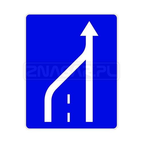 Znak D-14a Koniec lewego pasa ruchu - 900x1125 mm, I gen.