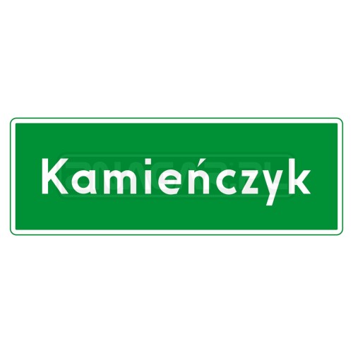 Znak E-17a - Znak miejscowości - 1600x530 mm, I gen.