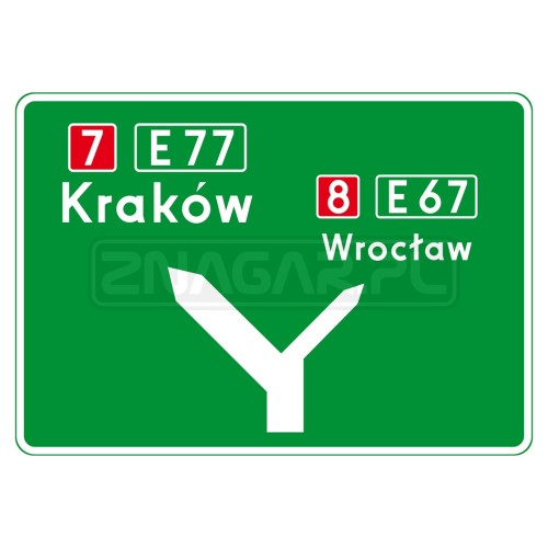 Znak E-1 - tablica przeddrogowskazowa, I gen.