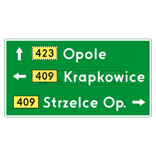 Znaki E2 - tablice drogowskazowe, I gen.