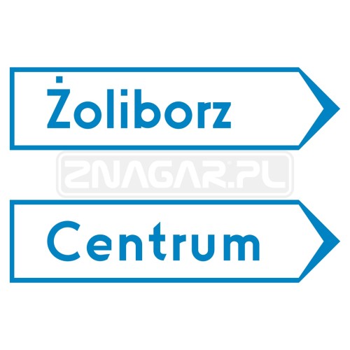 Znak E-5 - tablica drogowskaz do dzielnicy, I gen.