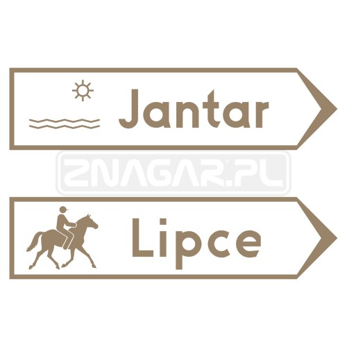 Znaki E8 - drogowskaz do plaży, II gen.