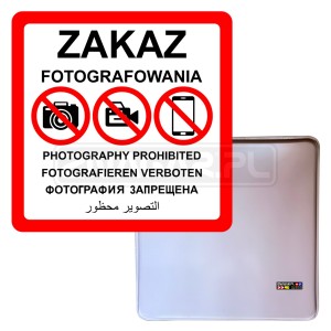 Tablica Zakaz Fotografowania - 600x600 mm