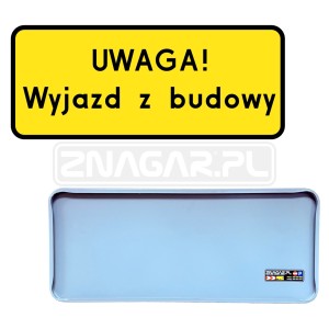 Tabliczka "UWAGA Wyjazd z Budowy" - 600x250 mm