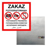 Tablica "Zakaz fotografowania" - 600x600 mm, blacha płaska