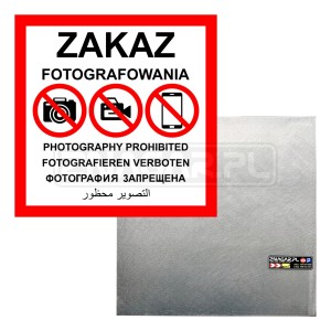 Tablica "Zakaz fotografowania" - 600x600 mm, blacha płaska