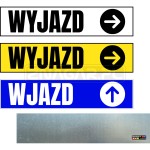 Tablica do garażu, kierunkowa "WJAZD / WYJAZD" - 900x200 mm, blacha płaska