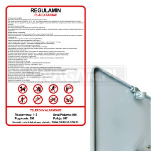 Tablica "Regulamin Placu Zabaw" - 600x900 mm