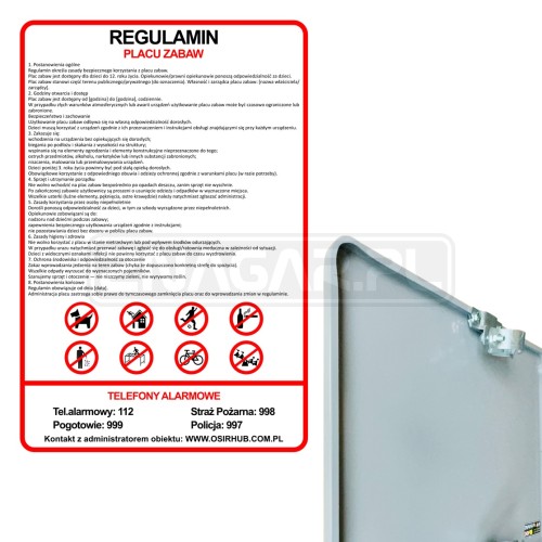 Tablica "Regulamin Placu Zabaw" - 600x900 mm