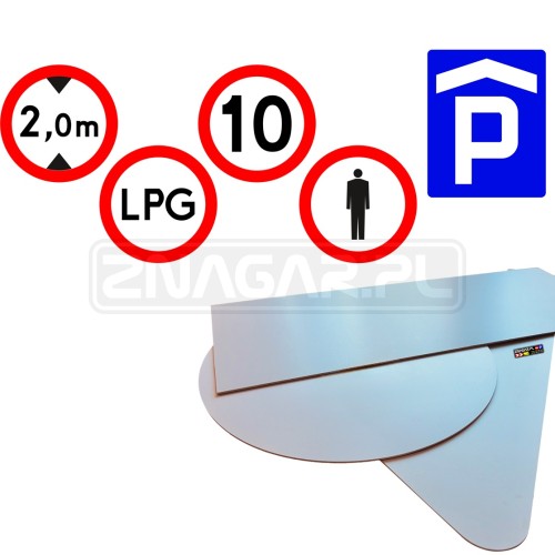 Zestaw znaków garażowych - 5szt, podkład PCV, odblask I gen.
