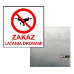 Tablica "Zakaz Latania Dronami" - 400x400 mm, blacha płaska