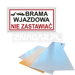 Tabliczka "Brama wjazdowa. Nie zastawiać" - 400x200 mm