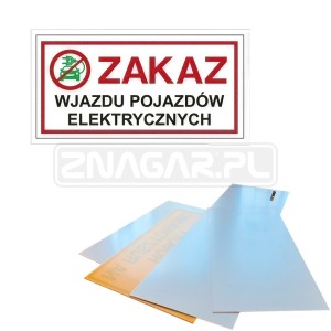 Tabliczka "Zakaz Wjazdu Pojazdów Elektrycznych" - 400x200 mm