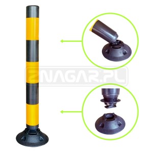Słupek uchylny FLEX 100 cm - czarny, odblask żółty z podstawą