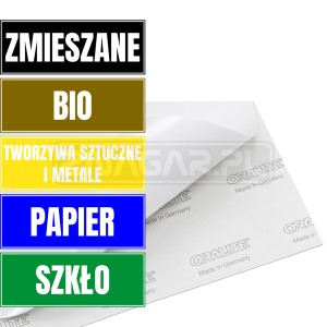 Zestaw naklejek na kosze do segregacji odpadów - DUŻE 40x15 cm