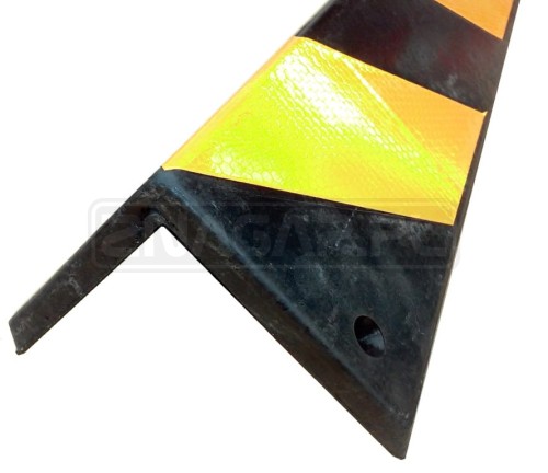 Odbój narożny odblaskowy, kauczuk - prosty - 800x90x15 mm
