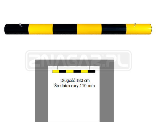 Belka, ogranicznik wysokości U9c - żółto-czarny odblaskowy, 180 cm
