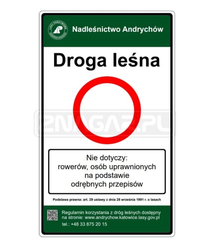 Tablica TL-1 - oznakowanie dróg leśnych - I gen.