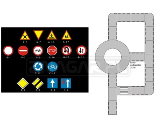 Miasteczko rowerowe 9x15 m - komplet mat i 16 mini znaków