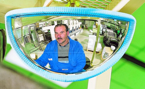Lusterko przednie do wózków widłowych - niebieska ramka